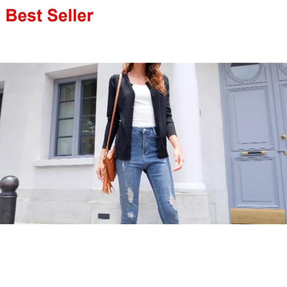 Soft Knit Cardigan Sweater, Button Down Front, Long Sleeve, Slim Fit